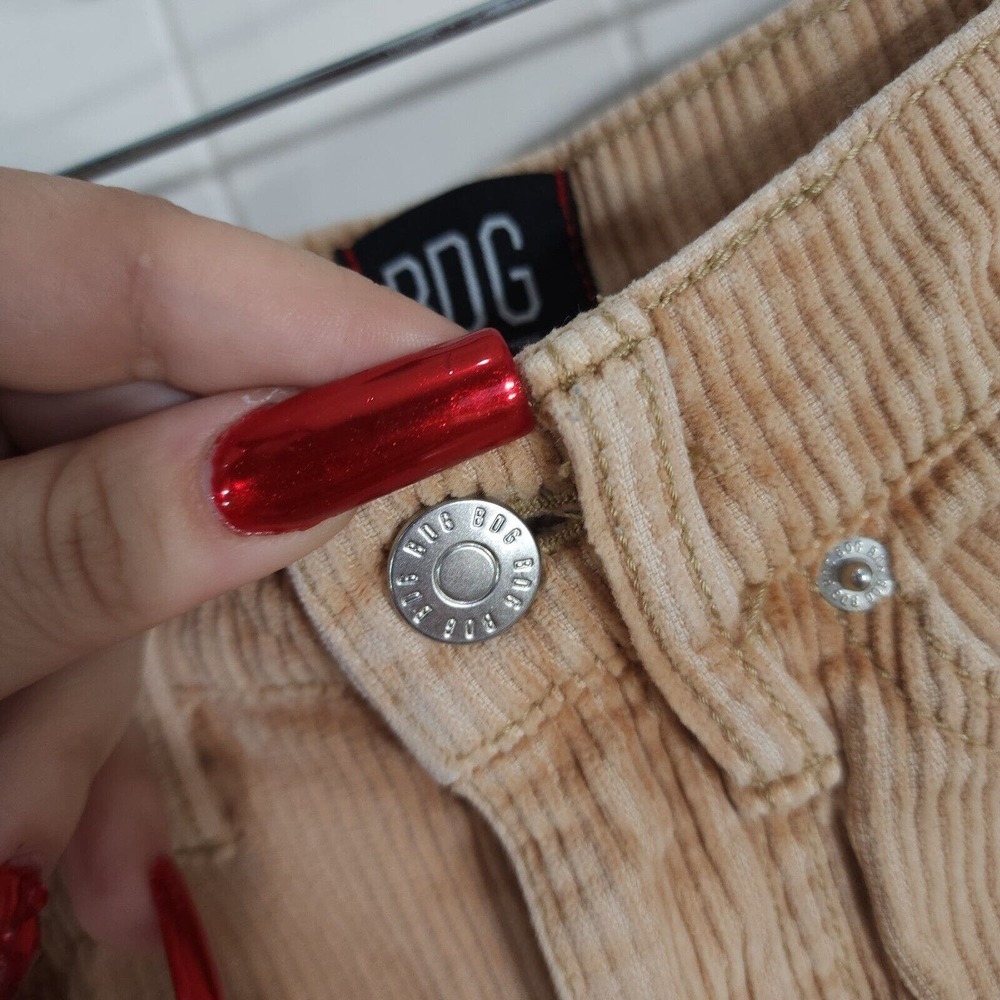 BDG High & Wide Corduroy Pants Womens 24 Light Brown 100% Cotton Pockets Zip - Picture 9 of 13